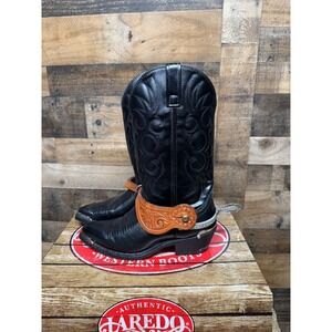 Laredo 68085 Mens Black Lizard Embossed Western Cowboy Boots with Spurs 9D